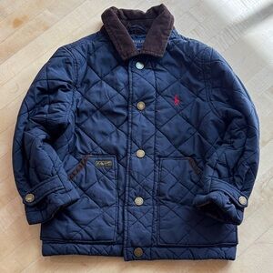 Polo Ralph Lauren Boy's 4T Quilted Barn Jacket Navy Blue Corduroy Collar